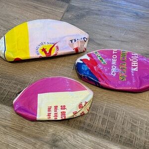 Makeup zip bags made from bags